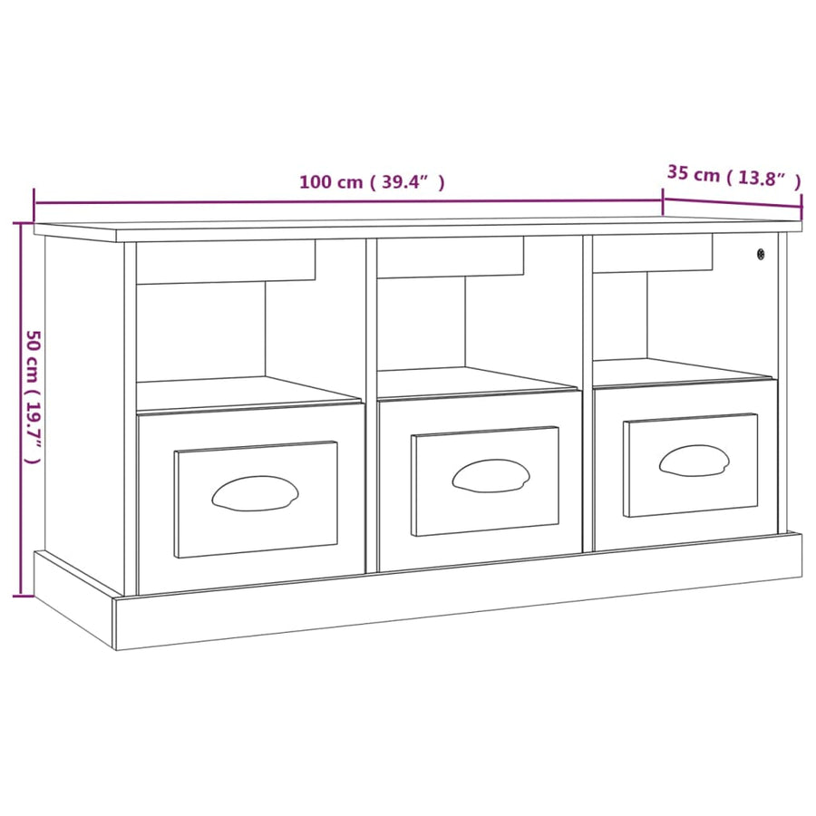Tv-Meubel 00X35X50 Cm Bewerkt Hout Eikenkleurig Grijs sonoma