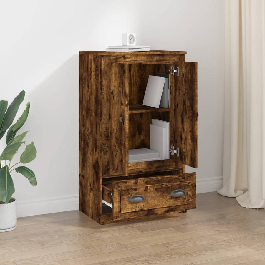 Hoge Kast 60X35,5X103,5 Cm Bewerkt Hout Kleurig Gerookt eiken