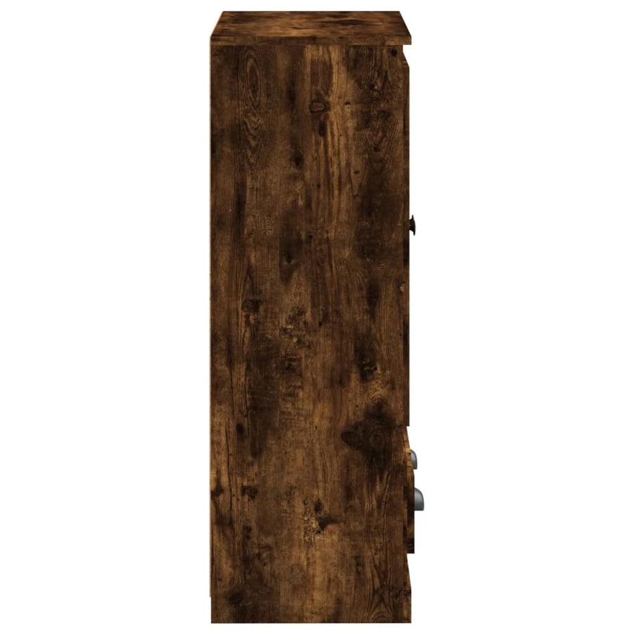 Hoge Kast 60X35,5X103,5 Cm Bewerkt Hout Kleurig Gerookt eiken
