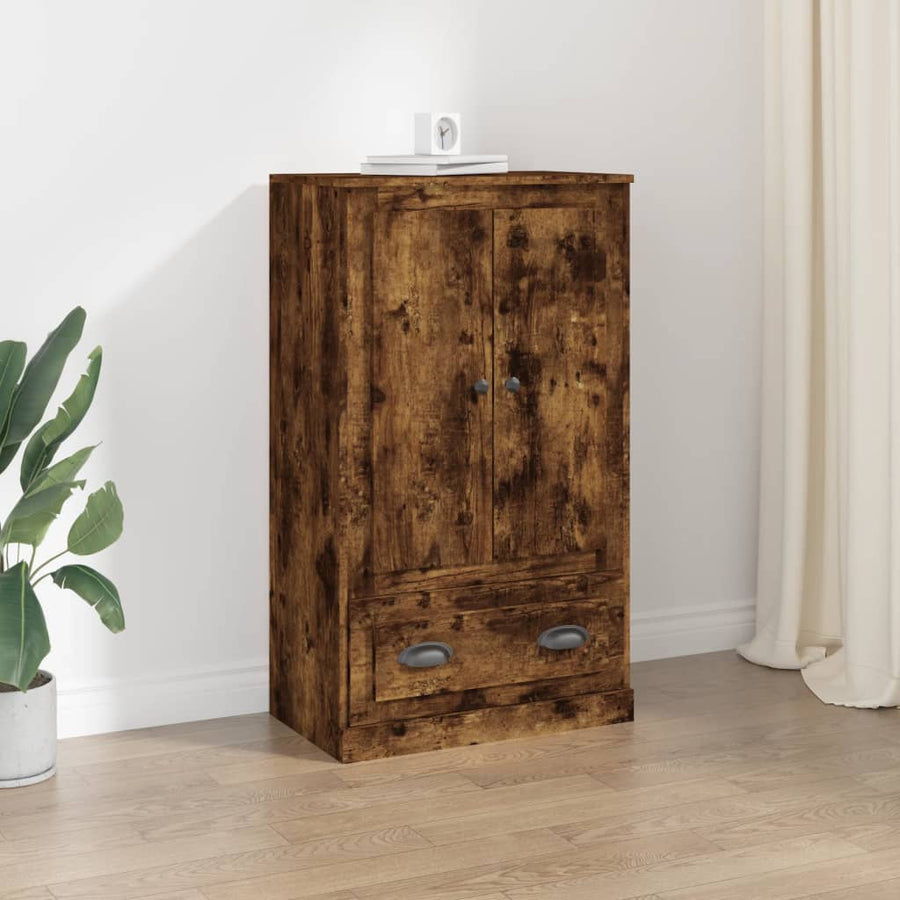 Hoge Kast 60X35,5X103,5 Cm Bewerkt Hout Kleurig Gerookt eiken