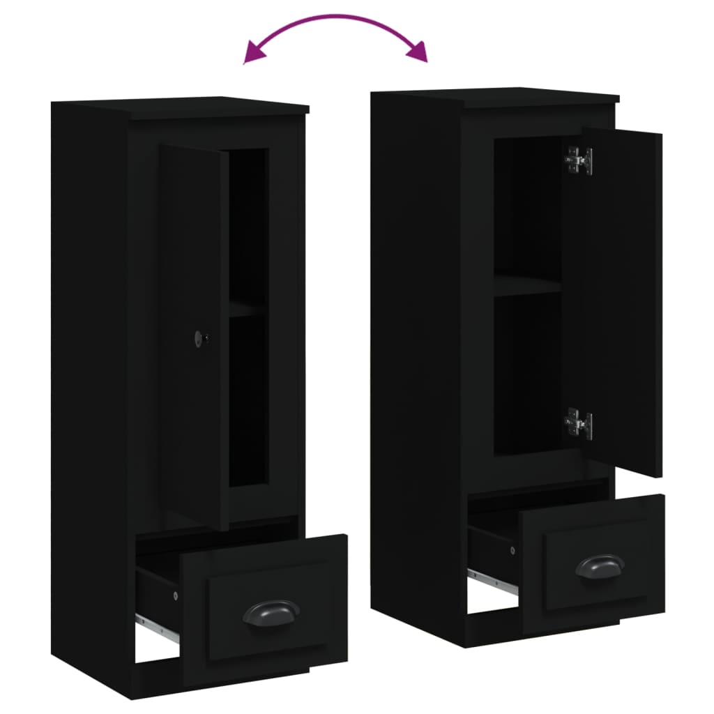 Hoge Kast 36X35,5X103,5 Cm Bewerkt Hout Zwart