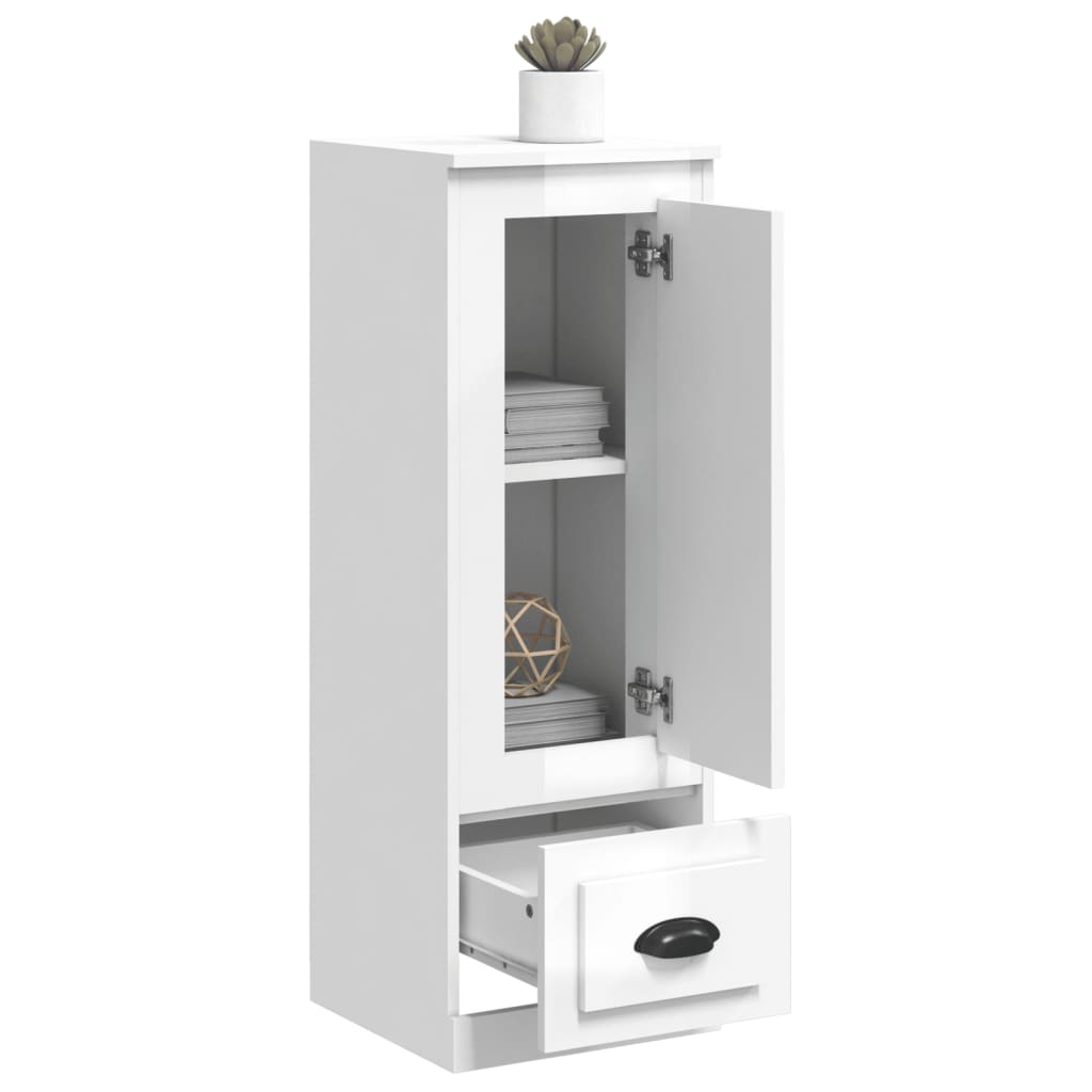 Hoge Kast 36X35,5X103,5 Cm Bewerkt Hout Hoogglans Wit