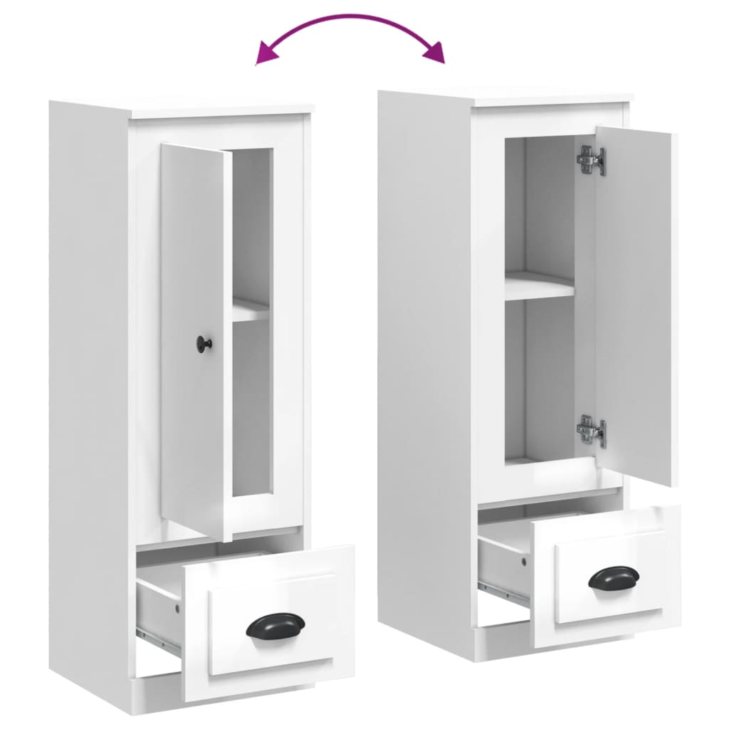 Hoge Kast 36X35,5X103,5 Cm Bewerkt Hout Hoogglans Wit