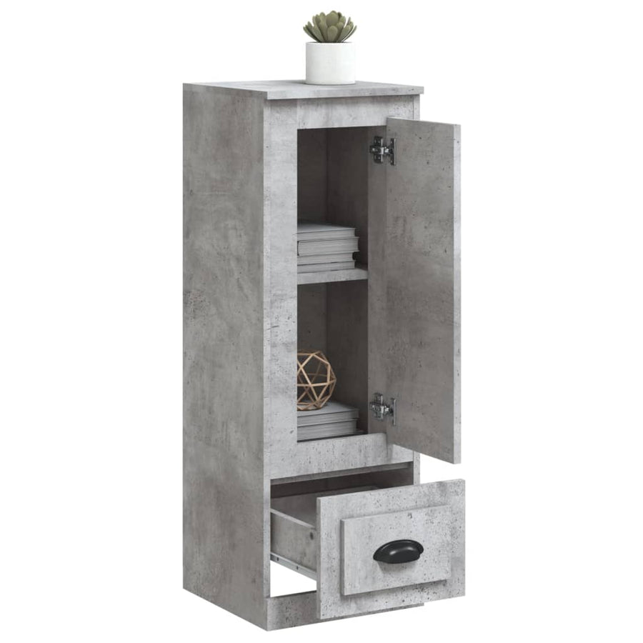 Hoge Kast 36X35,5X03,5 Cm Bewerkt Hout Betongrijs