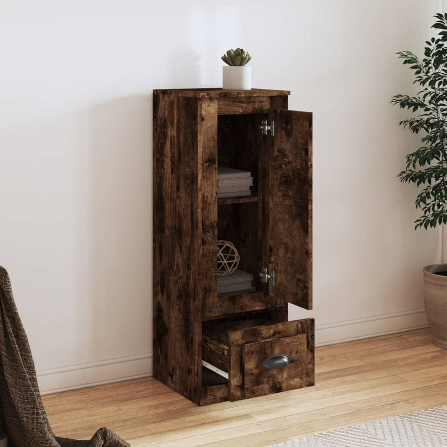 Hoge Kast 36X35,5X103,5 Cm Bewerkt Hout Gerookt Eikenkleurig