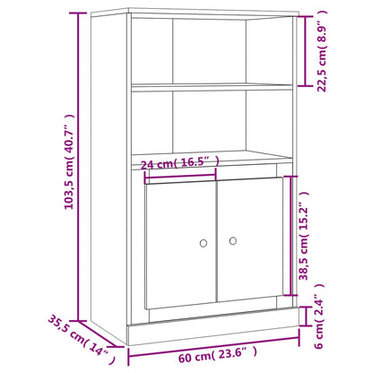 Hoge Kast 60X35,5X103,5 Cm Bewerkt Hout Gerookt Eikenkleurig