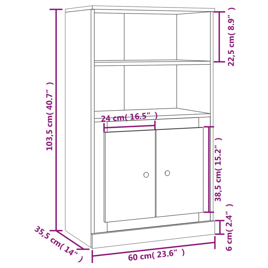 Hoge Kast 60X35,5X103,5 Cm Bewerkt Hout Grijs Sonoma Eikenkleur