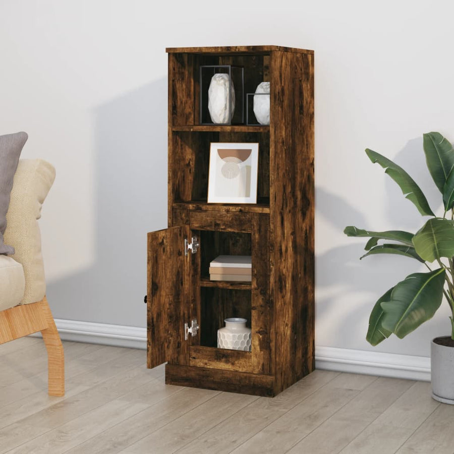 Hoge Kast 36X35,5X103,5 Cm Bewerkt Hout Gerookt Eikenkleurig