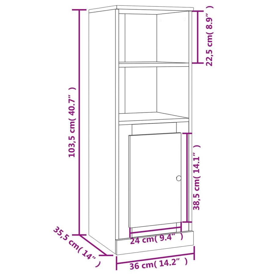 Hoge Kast 36X35,5X103,5 Cm Bewerkt Hout Grijs Sonoma Eikenkleur
