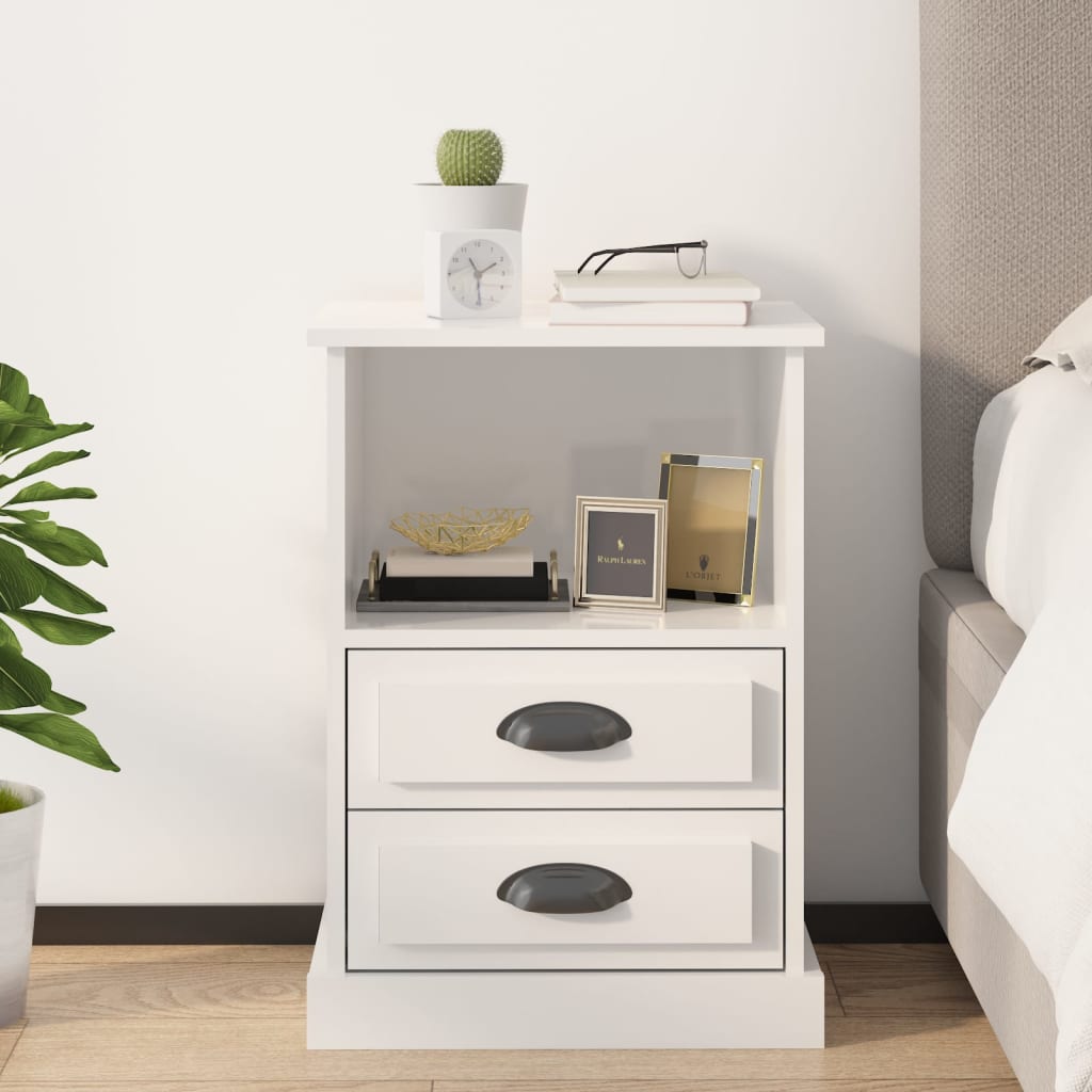 Nachtkastje 43X36X60 Cm Hoogglans Wit