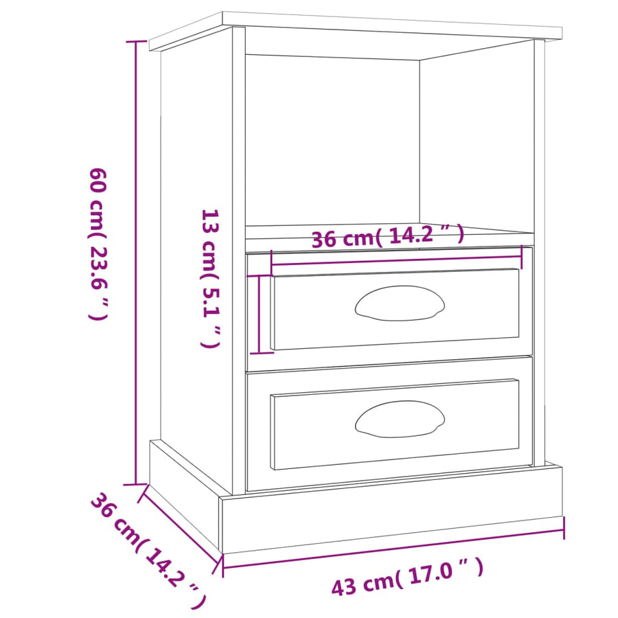 Nachtkastjes 2 St 43X36X60 Cm Hoogglans Wit