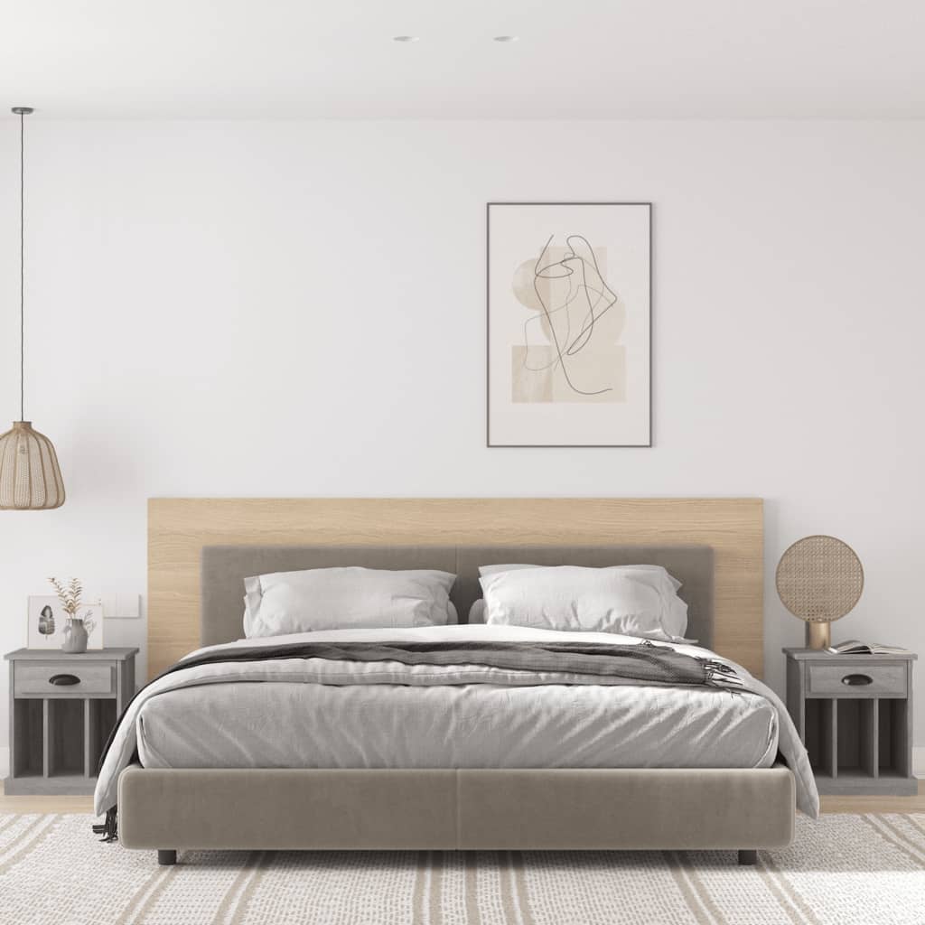 Nachtkastjes 2 St 43X36X50 Cm Grijs Sonoma Eikenkleurig