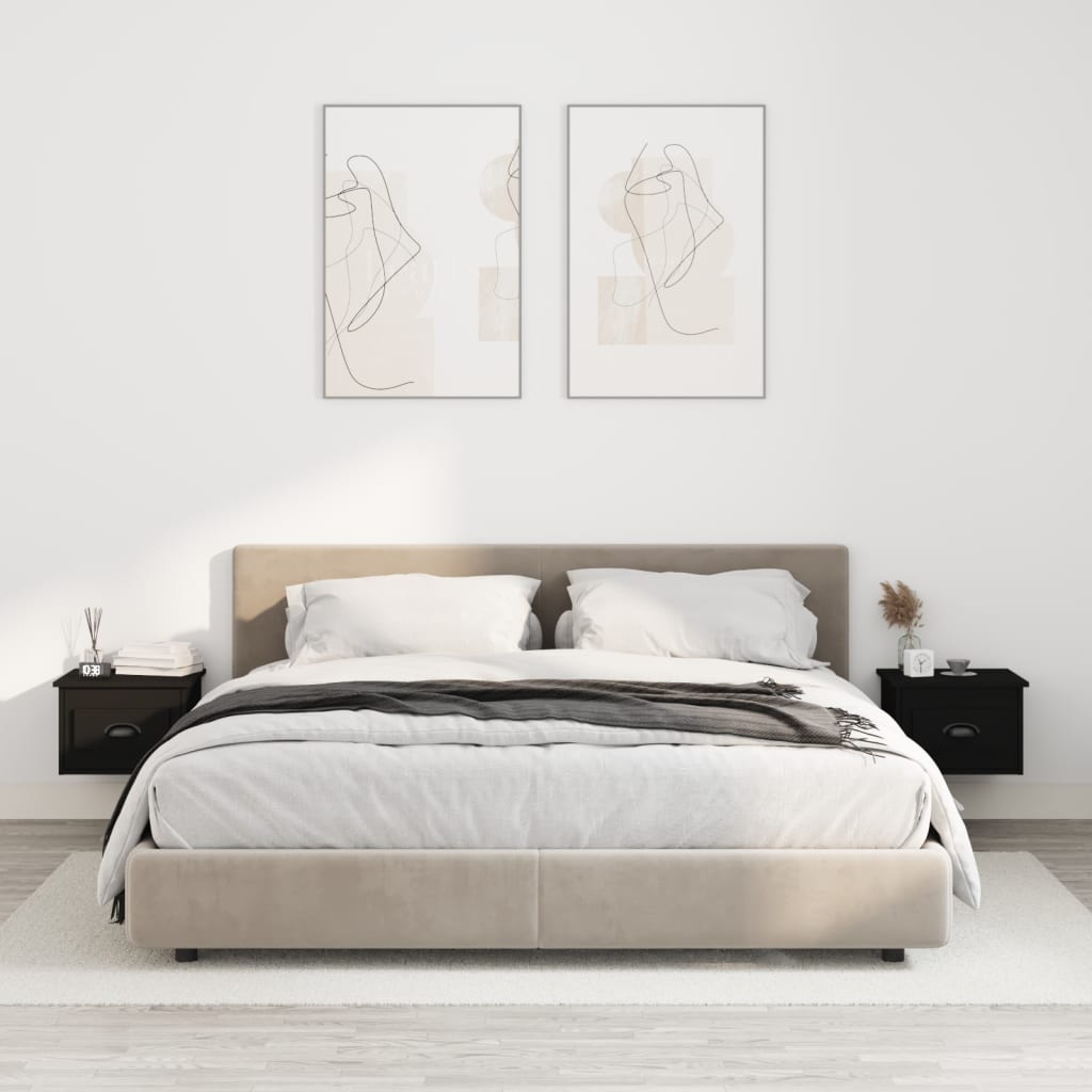 Nachtkastjes 2 St Wandgemonteerd 41,5X36X28 Cm Zwart
