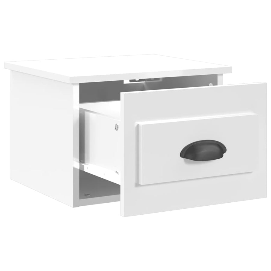 Nachtkastje Wandgemonteerd 41,5X36X28 Cm Hoogglans Wit