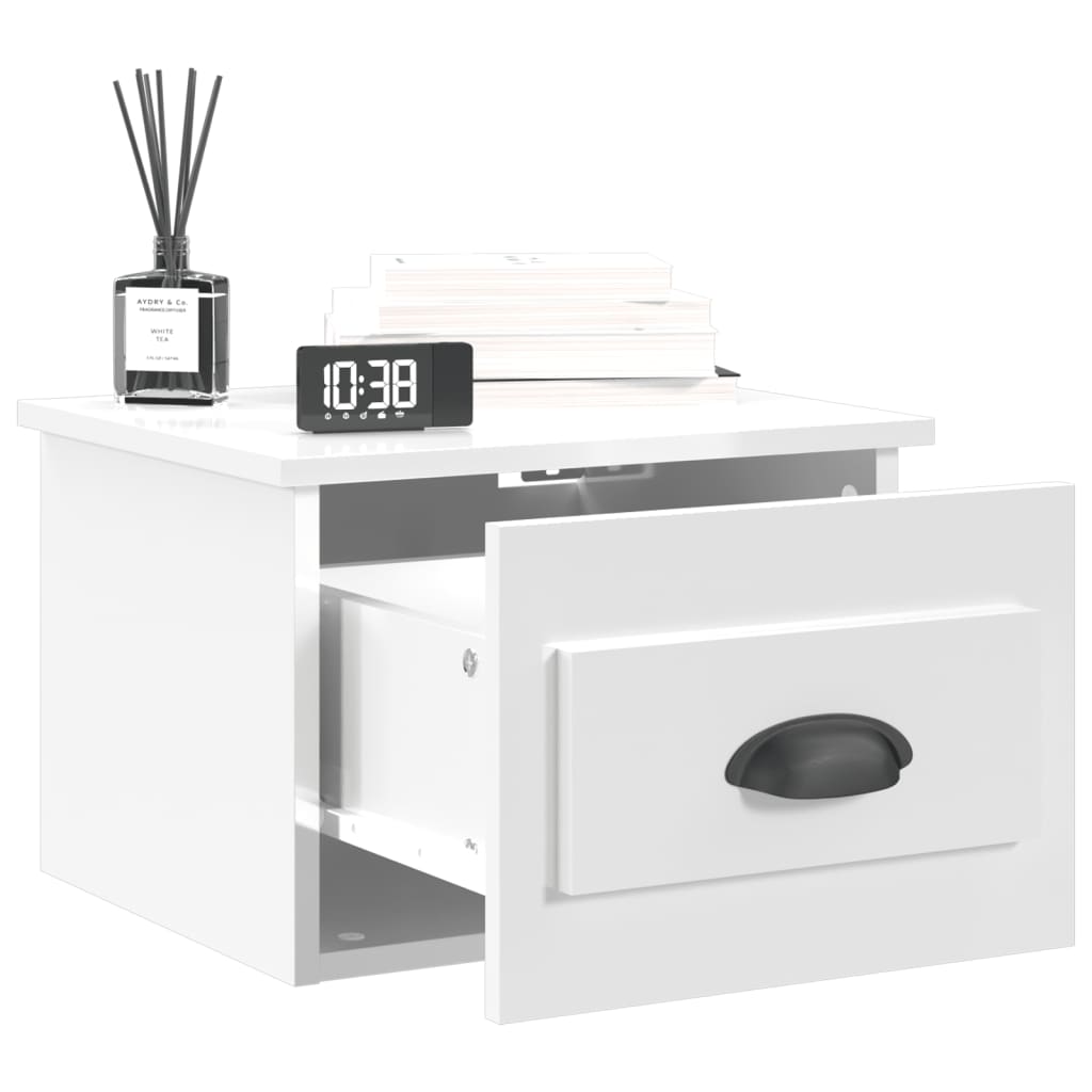 Nachtkastjes 2 St Wandgemonteerd 41,5X36X28 Cm Hoogglans Wit
