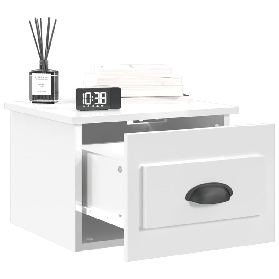 Nachtkastjes 2 St Wandgemonteerd 41,5X36X28 Cm Hoogglans Wit