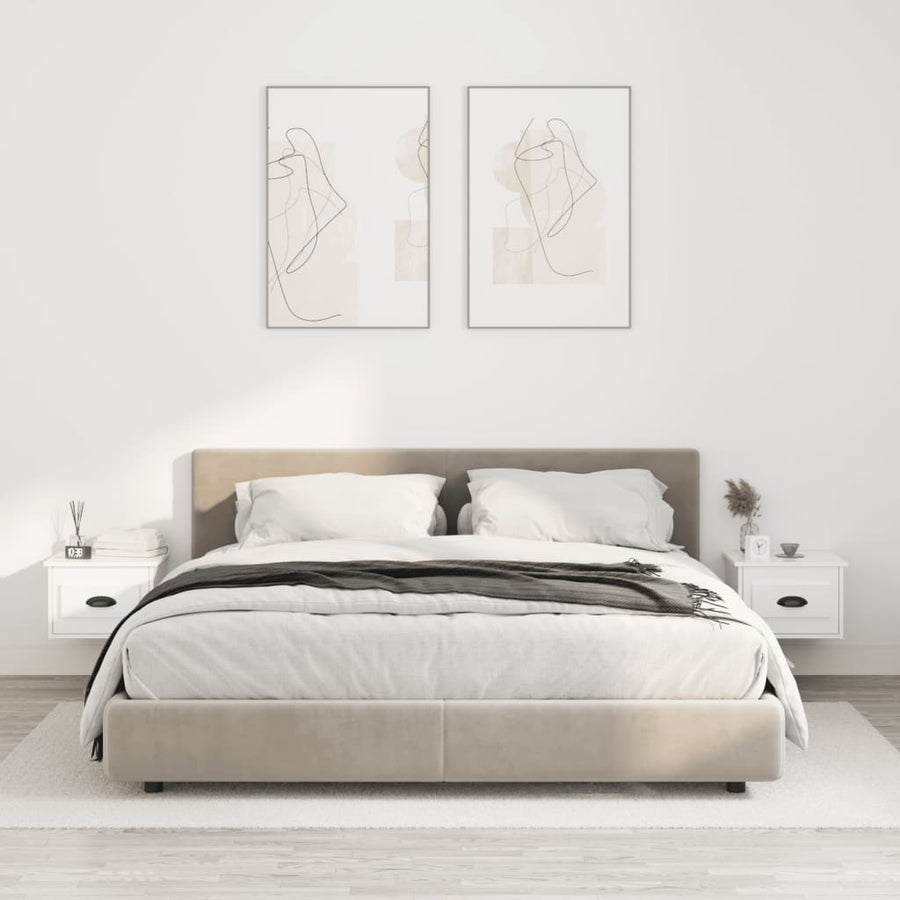 Nachtkastjes 2 St Wandgemonteerd 41,5X36X28 Cm Hoogglans Wit