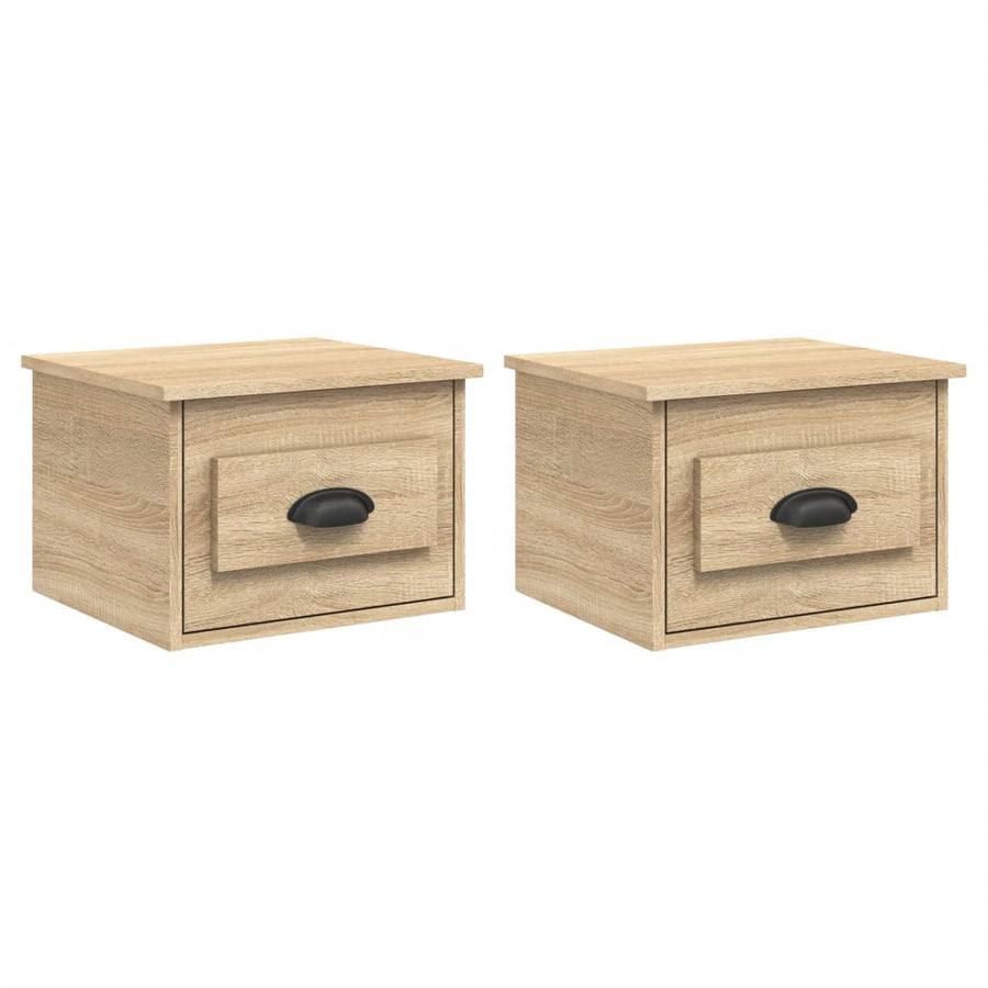 Nachtkastjes 2 St Wandgemonteerd 41,5X36X28 Cm Sonoma Eiken