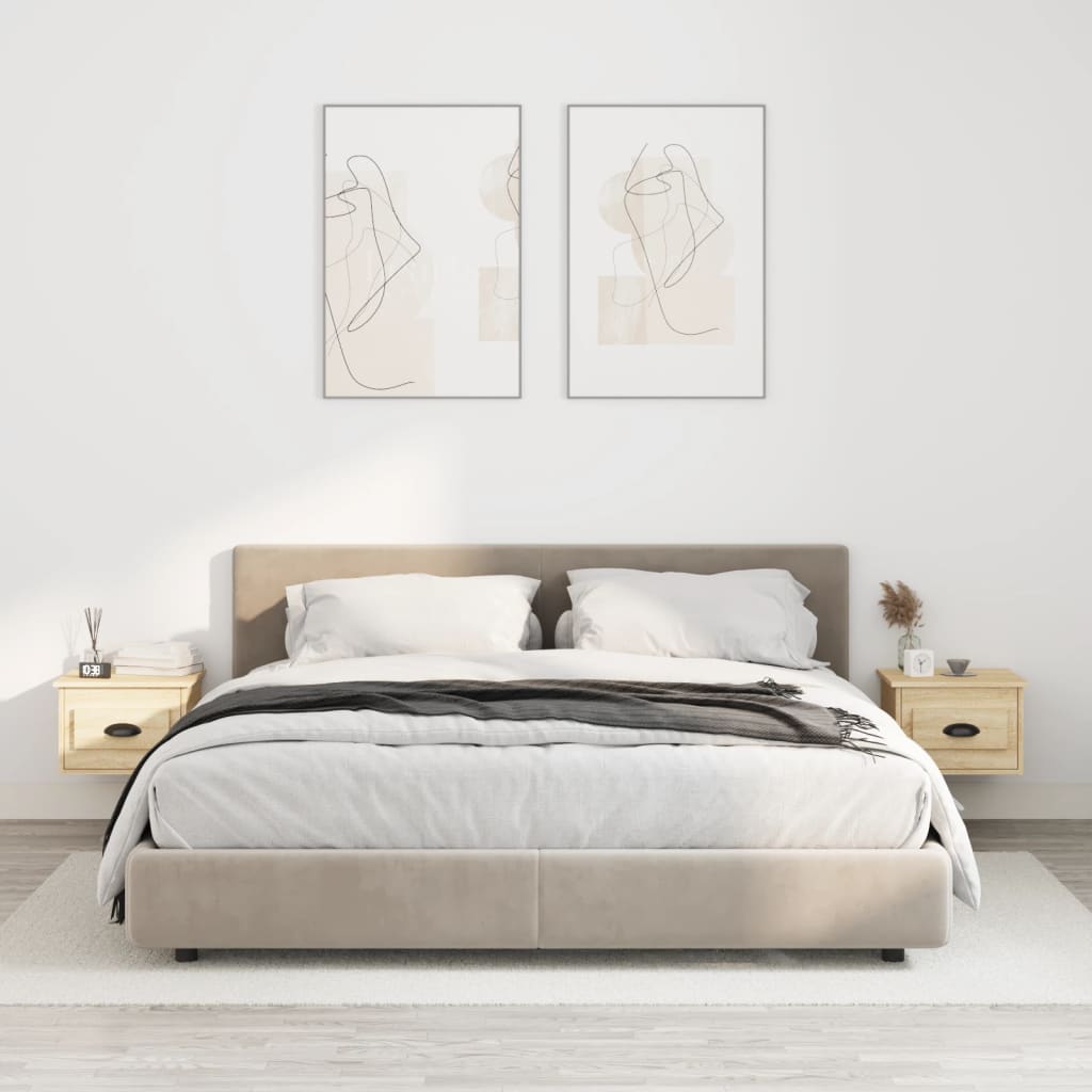 Nachtkastjes 2 St Wandgemonteerd 41,5X36X28 Cm Sonoma Eiken