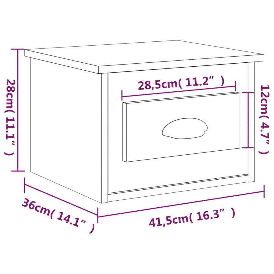 Nachtkastjes 2 St Wandgemonteerd 41,5X36X28 Cm Betongrijs