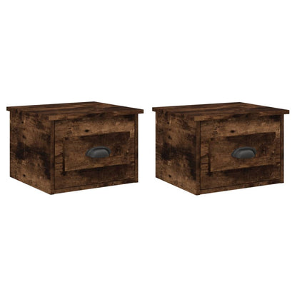 Nachtkastjes 2 St Wandgemonteerd 41,5X36X28 Cm Gerookt Eiken