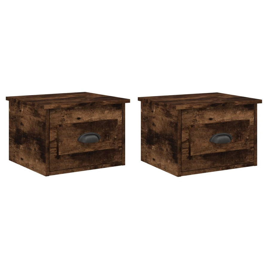 Nachtkastjes 2 St Wandgemonteerd 41,5X36X28 Cm Gerookt Eiken