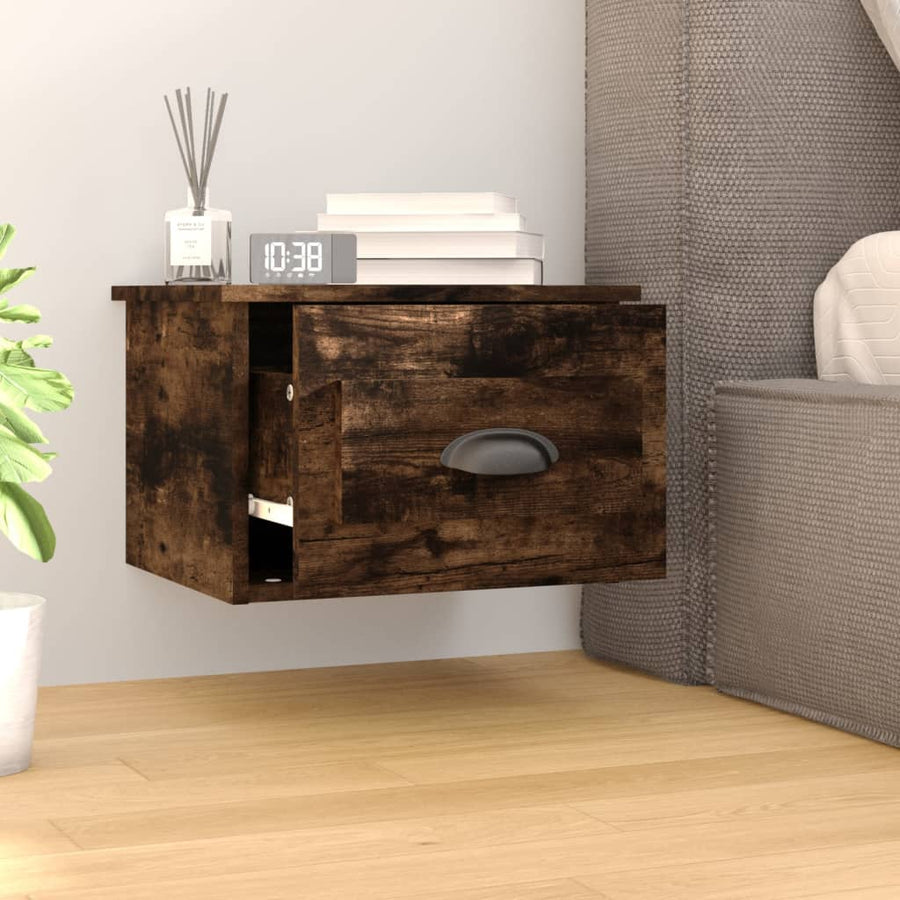 Nachtkastjes 2 St Wandgemonteerd 41,5X36X28 Cm Gerookt Eiken