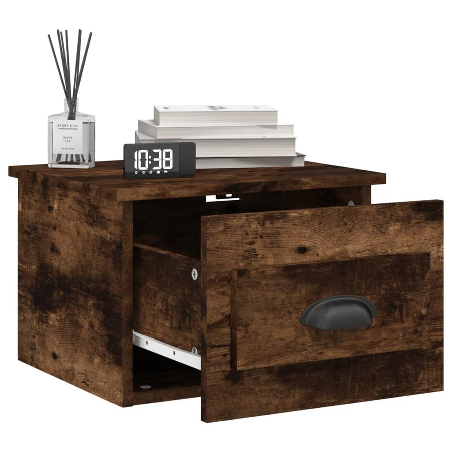 Nachtkastjes 2 St Wandgemonteerd 41,5X36X28 Cm Gerookt Eiken