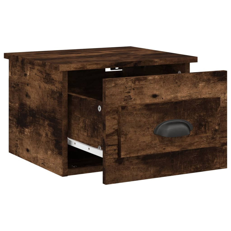 Nachtkastjes 2 St Wandgemonteerd 41,5X36X28 Cm Gerookt Eiken