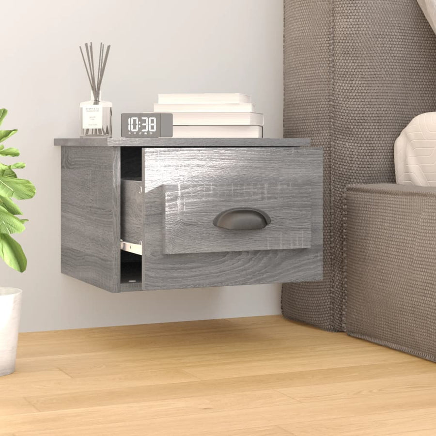 Nachtkastje Wandgemonteerd 41,5X36X28 Cm Grijs Sonoma Eiken