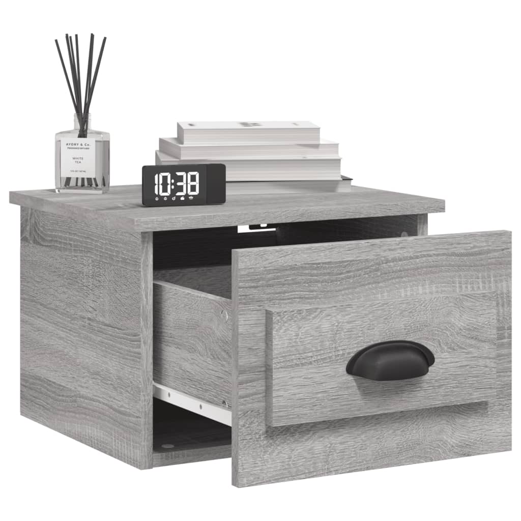 Nachtkastje Wandgemonteerd 41,5X36X28 Cm Grijs Sonoma Eiken