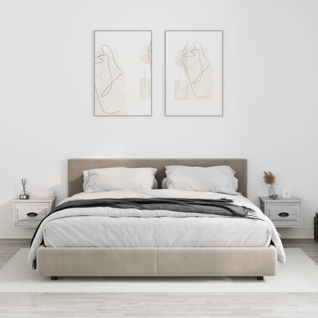 Nachtkastjes 2 St Wandgemonteerd 41,5X36X28 Cm Grijs Sonoma