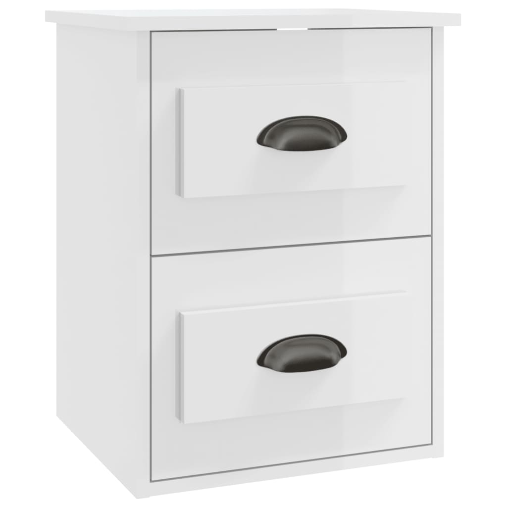 Nachtkastje Wandgemonteerd 41,5X36X53 Cm Hoogglans Wit
