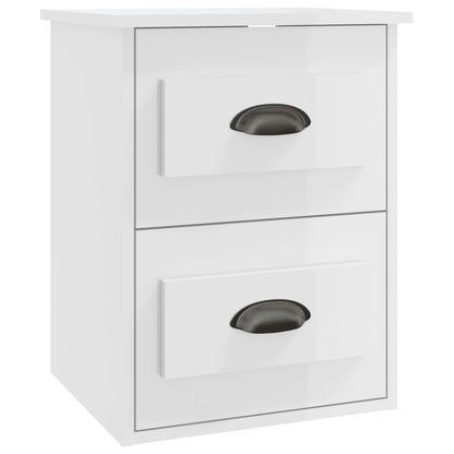 Nachtkastje Wandgemonteerd 41,5X36X53 Cm Hoogglans Wit