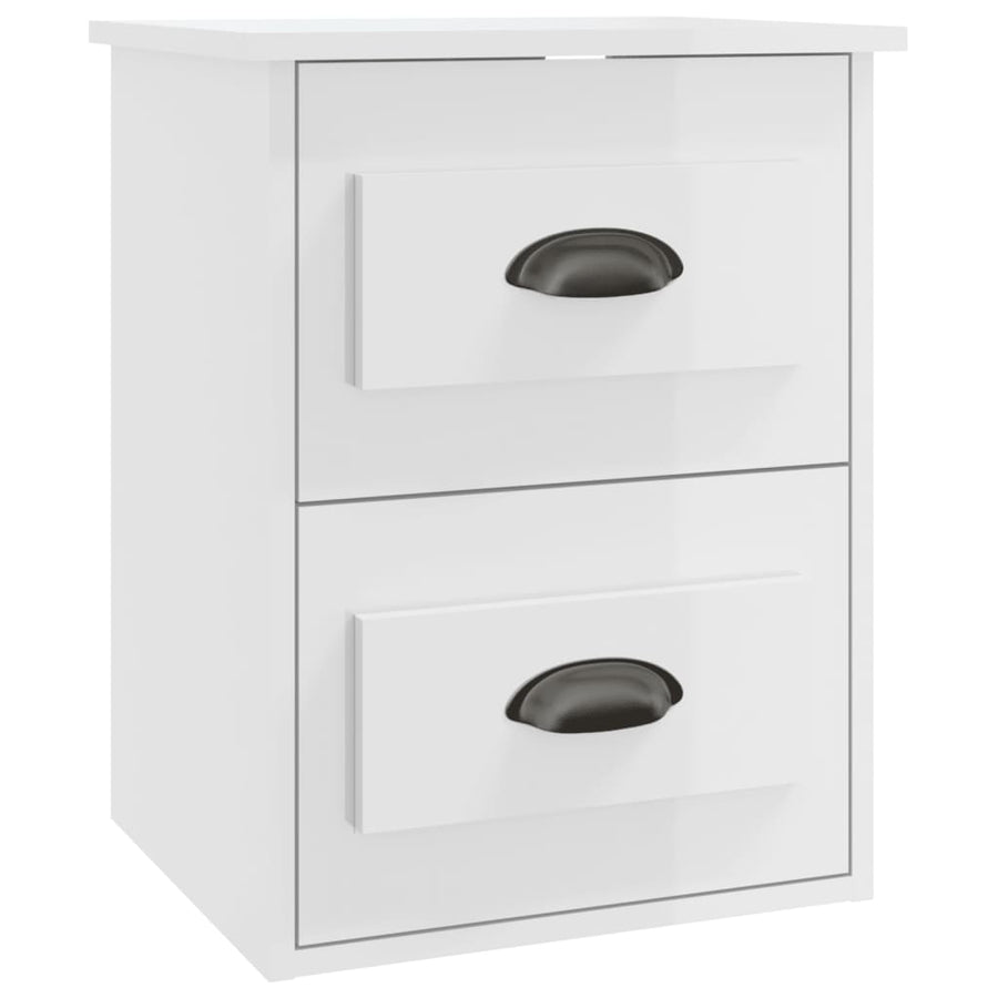 Nachtkastje Wandgemonteerd 41,5X36X53 Cm Hoogglans Wit