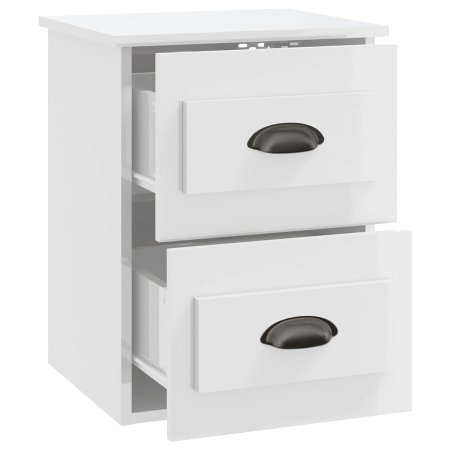 Nachtkastje Wandgemonteerd 41,5X36X53 Cm Hoogglans Wit