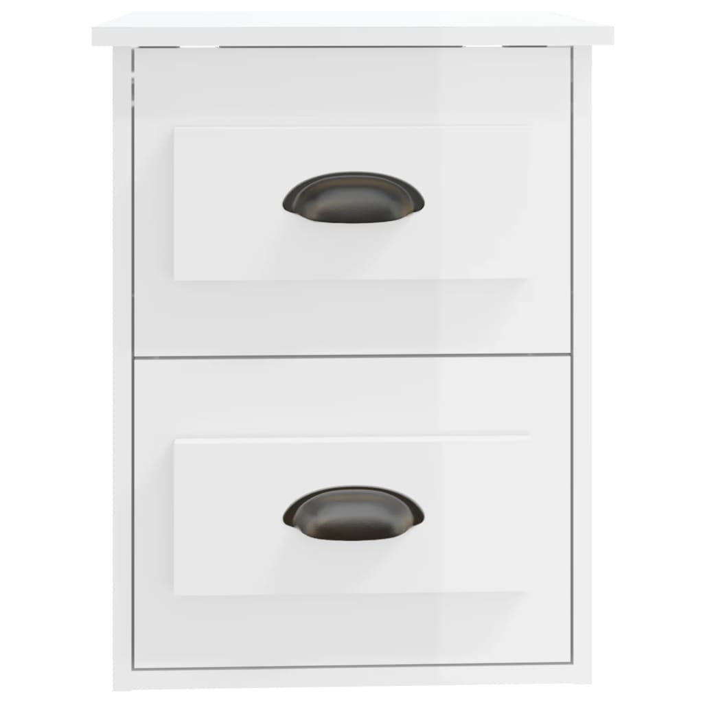 Nachtkastje Wandgemonteerd 41,5X36X53 Cm Hoogglans Wit