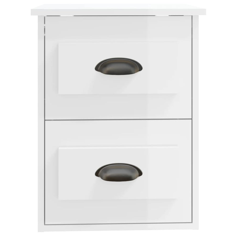 Nachtkastje Wandgemonteerd 41,5X36X53 Cm Hoogglans Wit
