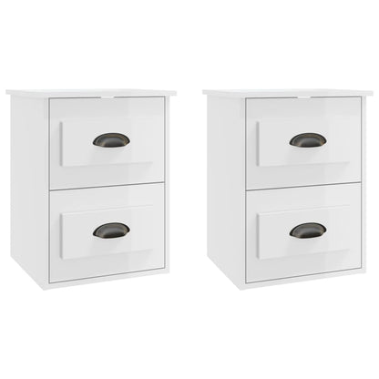 Nachtkastjes 2 St Wandgemonteerd 41,5X36X53 Cm Hoogglans Wit