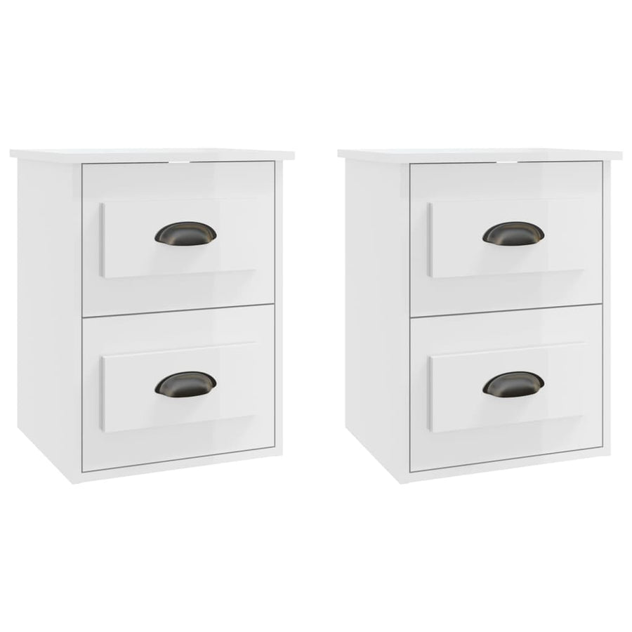 Nachtkastjes 2 St Wandgemonteerd 41,5X36X53 Cm Hoogglans Wit