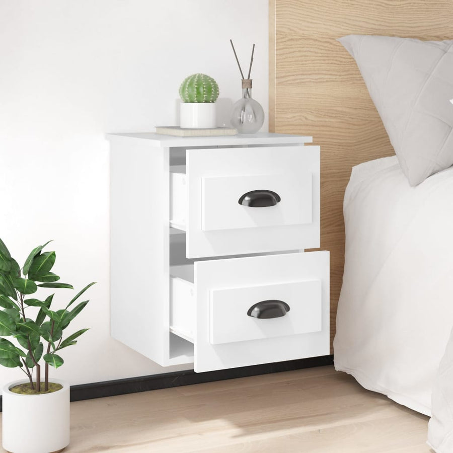 Nachtkastjes 2 St Wandgemonteerd 41,5X36X53 Cm Hoogglans Wit