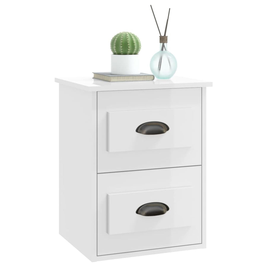 Nachtkastjes 2 St Wandgemonteerd 41,5X36X53 Cm Hoogglans Wit