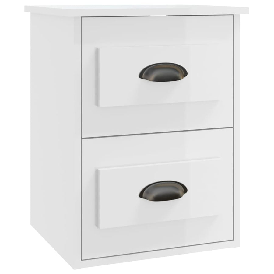Nachtkastjes 2 St Wandgemonteerd 41,5X36X53 Cm Hoogglans Wit