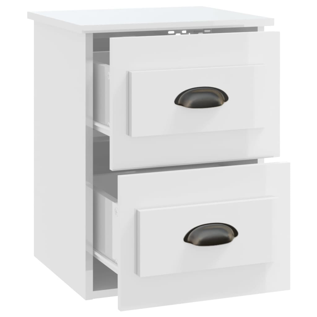 Nachtkastjes 2 St Wandgemonteerd 41,5X36X53 Cm Hoogglans Wit