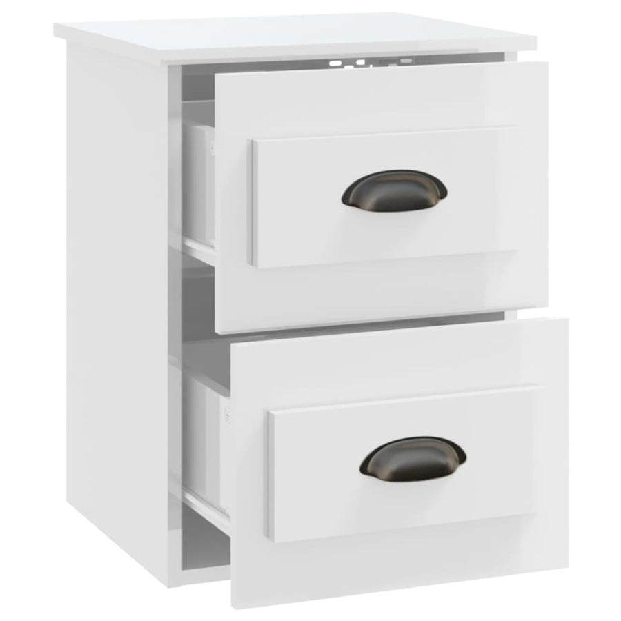 Nachtkastjes 2 St Wandgemonteerd 41,5X36X53 Cm Hoogglans Wit