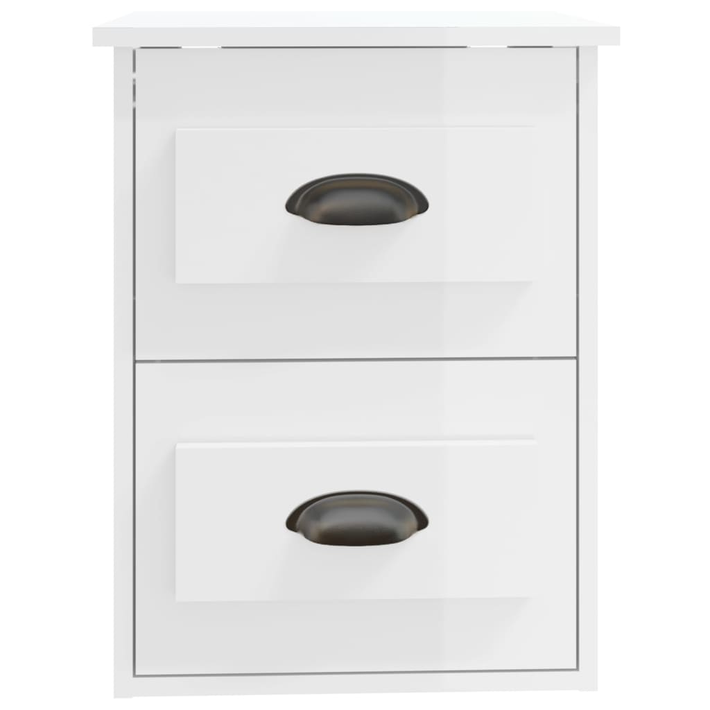 Nachtkastjes 2 St Wandgemonteerd 41,5X36X53 Cm Hoogglans Wit