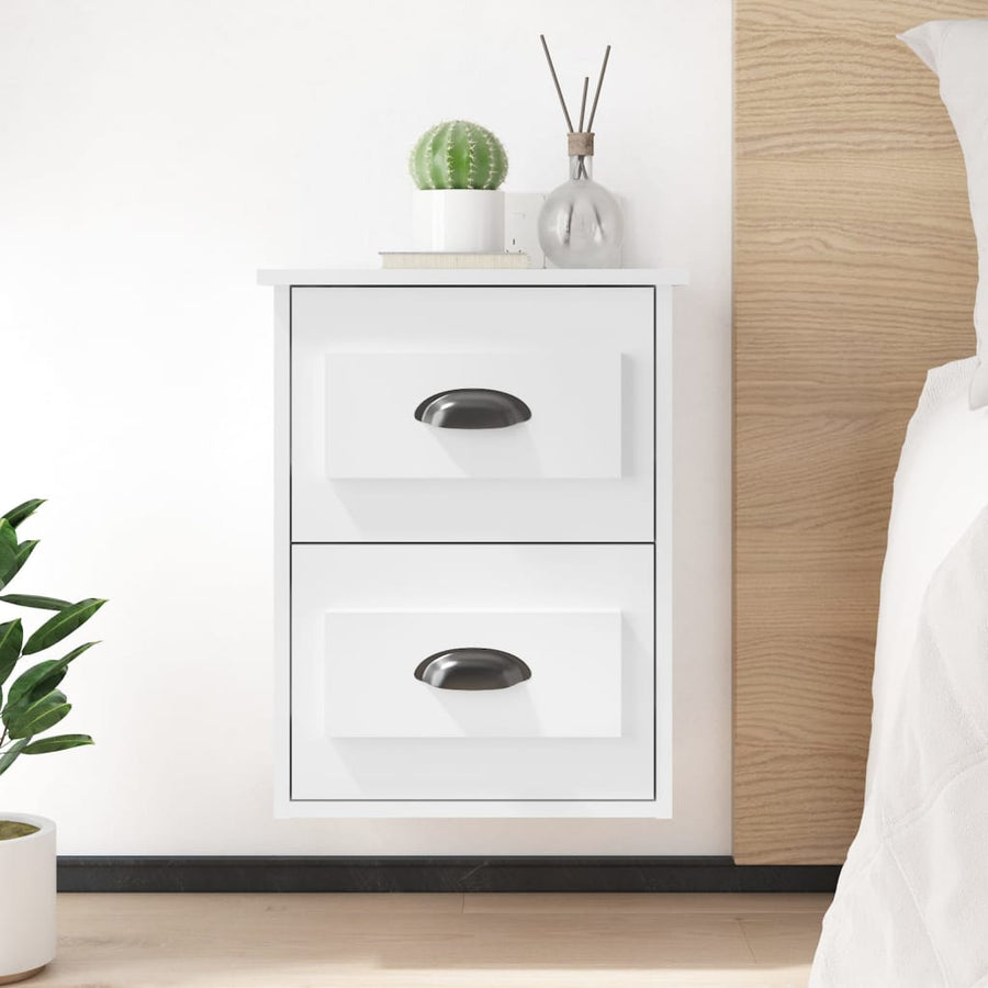 Nachtkastjes 2 St Wandgemonteerd 41,5X36X53 Cm Hoogglans Wit