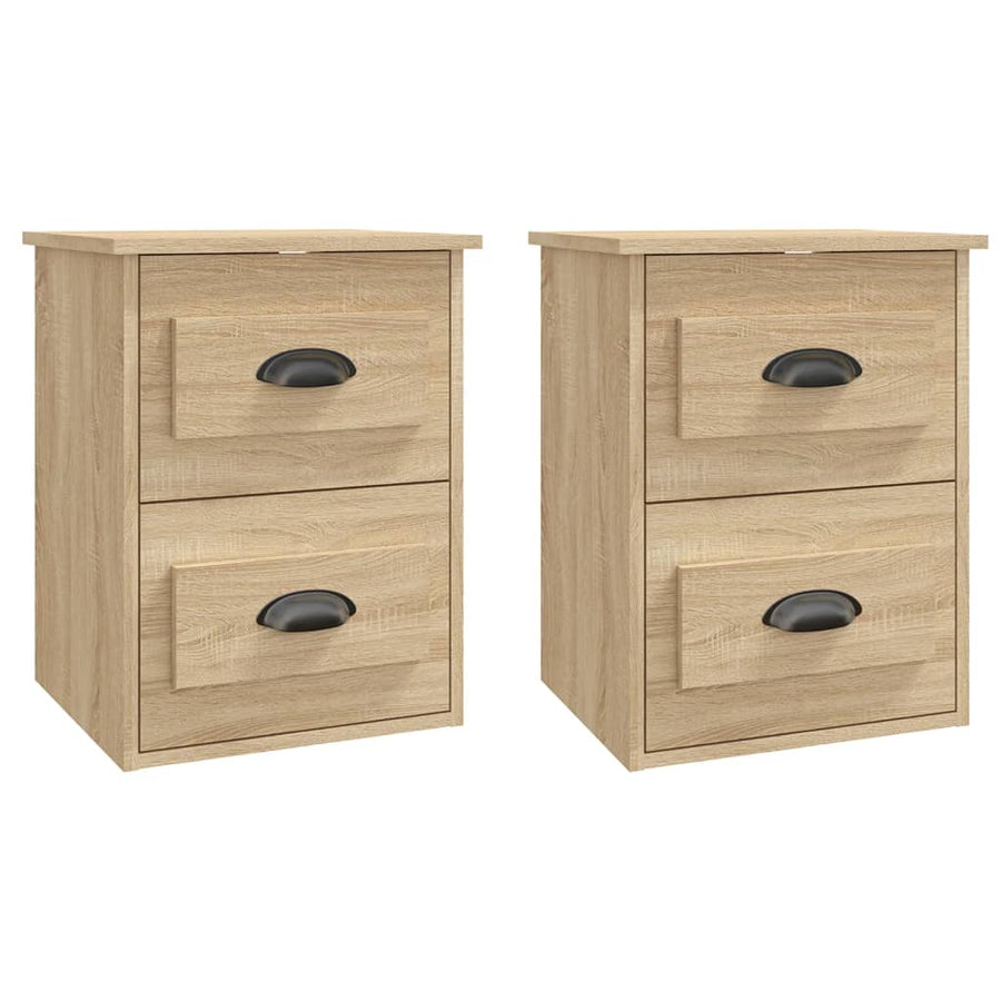 Nachtkastjes 2 St Wandgemonteerd 41,5X36X53 Cm Sonoma Eiken