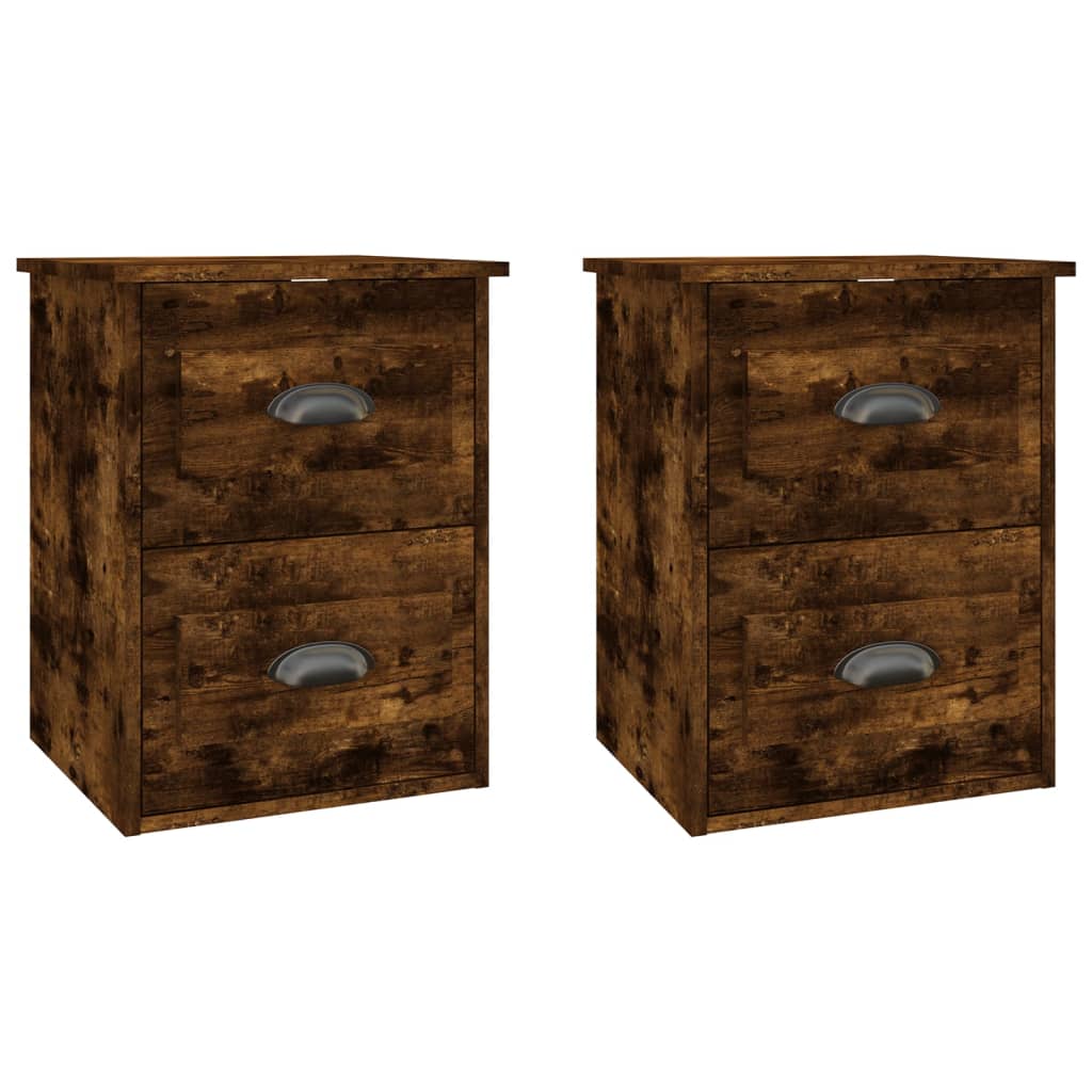 Nachtkastjes 2 St Wandgemonteerd 41,5X36X53 Cm Gerookt Eiken