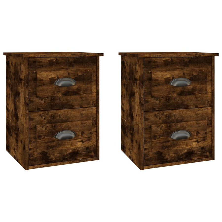 Nachtkastjes 2 St Wandgemonteerd 41,5X36X53 Cm Gerookt Eiken